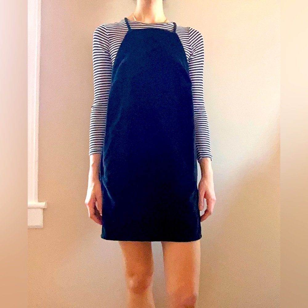 Black velvet pinafore dress